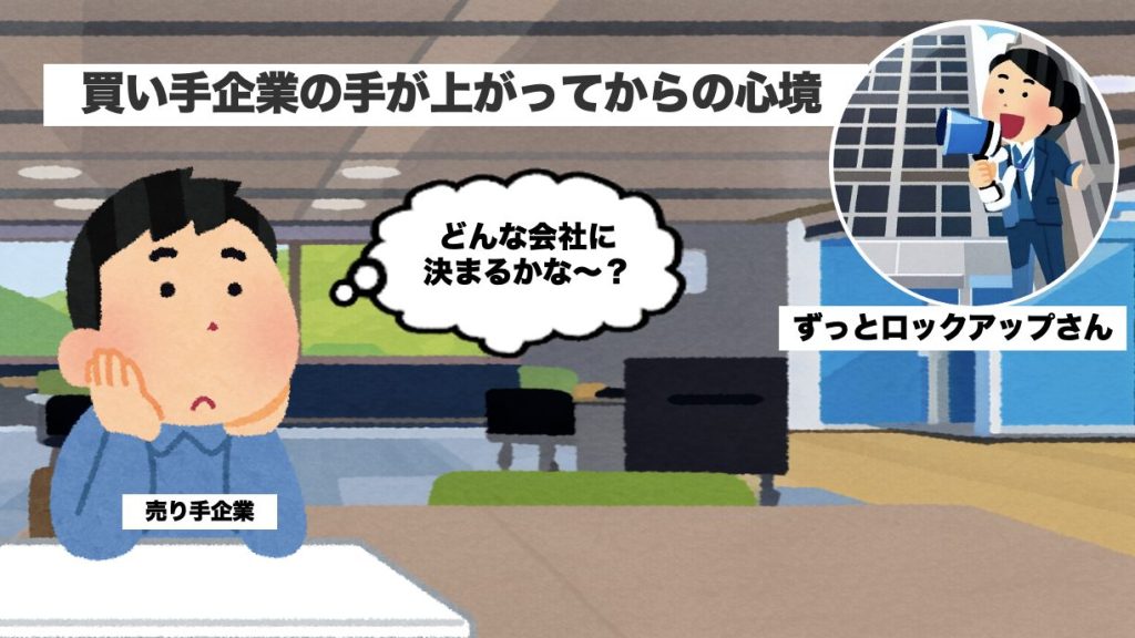 M&Aで買い手企業の手が上がってからの売り手企業の心境など（ずっとロックアップさん）の画像